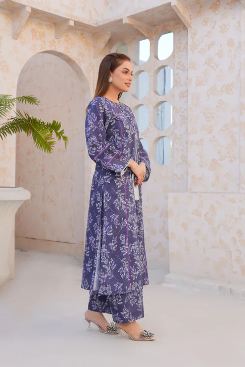 Regal Purple Floral Lawn Suit - Ready to Wear